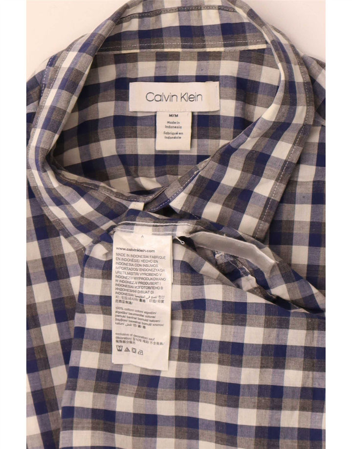 Calvin Klein Herren-Kurzarmhemd aus mittelblauer Gingham-Baumwolle