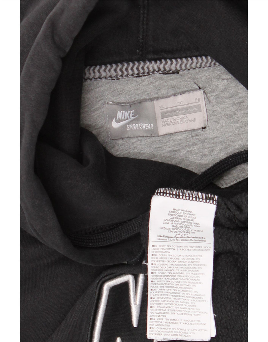 NIKE Womens Graphic Oversized Hoodie Pullover UK 18 XL Schwarz Baumwolle