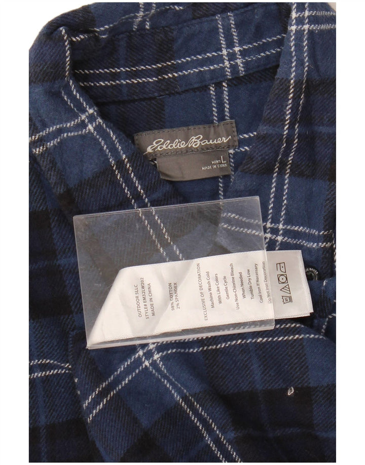 Eddie Bauer Herren-Flanellhemd, groß, marineblau, kariert, Baumwolle