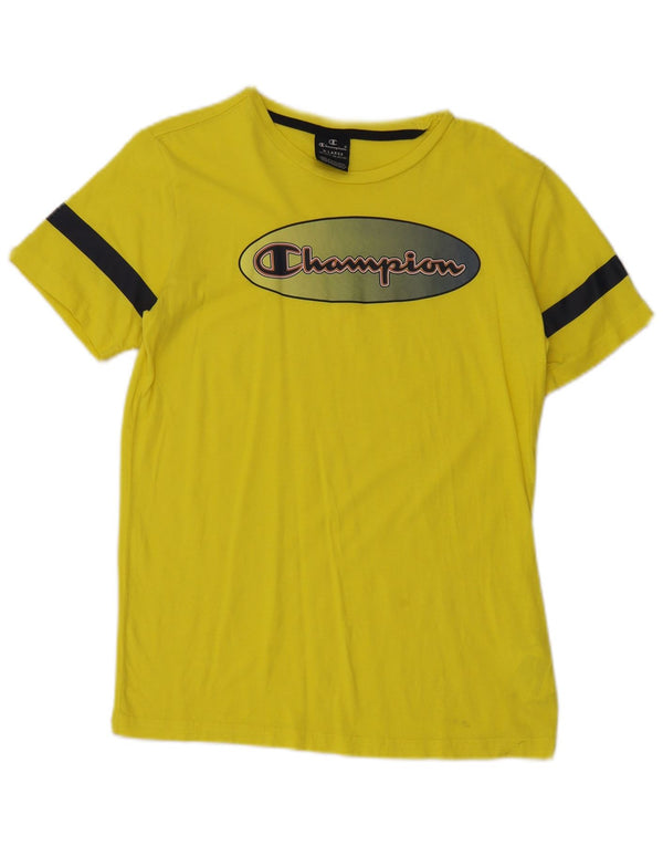 Champion T-Shirt mit Grafik für Jungen, 13–14 Jahre, XL, gelbe Farbblock-Baumwolle