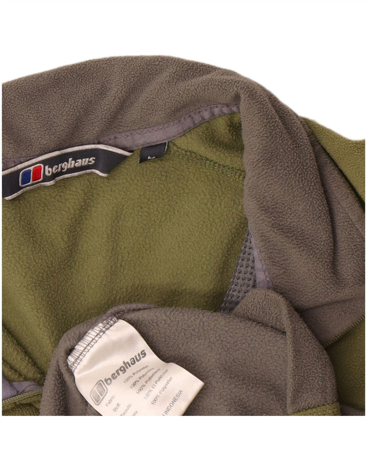 Berghaus Herren-Fleecepullover mit Reißverschluss am Hals, mittleres Khaki, Farbblock-Polyester