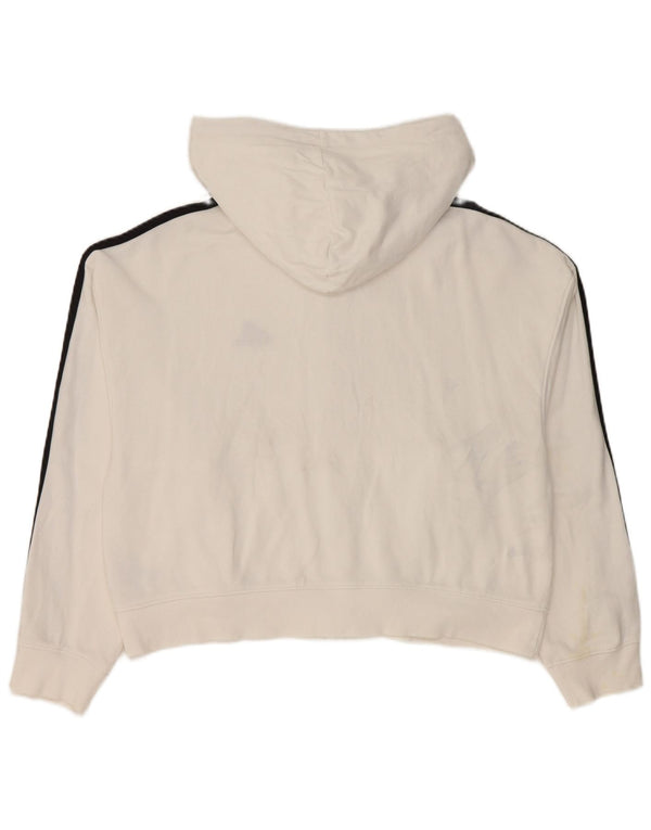 Adidas Damen Crop Zip Hoodie Pullover UK 12/14 Mittelweiße Baumwolle