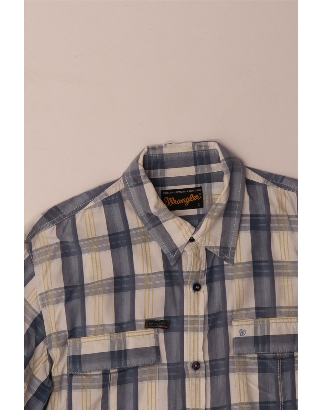 WRANGLER Herrenhemd, groß, blau kariert, Baumwolle