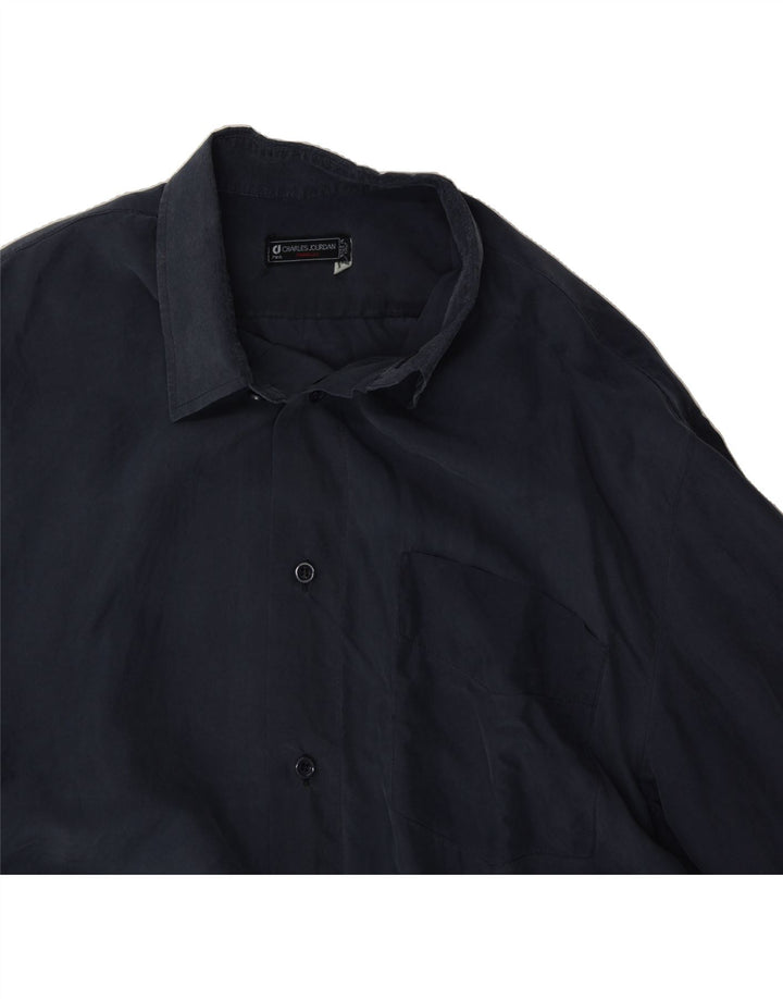 VINTAGE Mens Shirt Medium Navy Blue Vintage Vintage and Second-Hand Vintage from Messina Hembry 