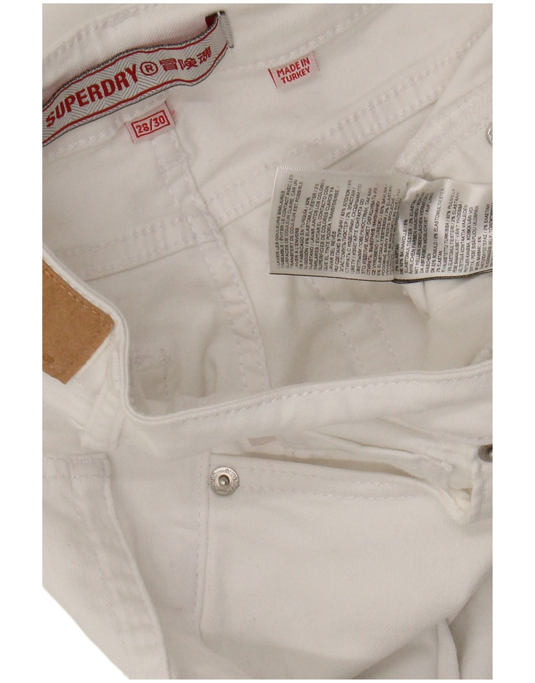 Superdry Damen Skinny Jeans W28 L30 Weiße Baumwolle