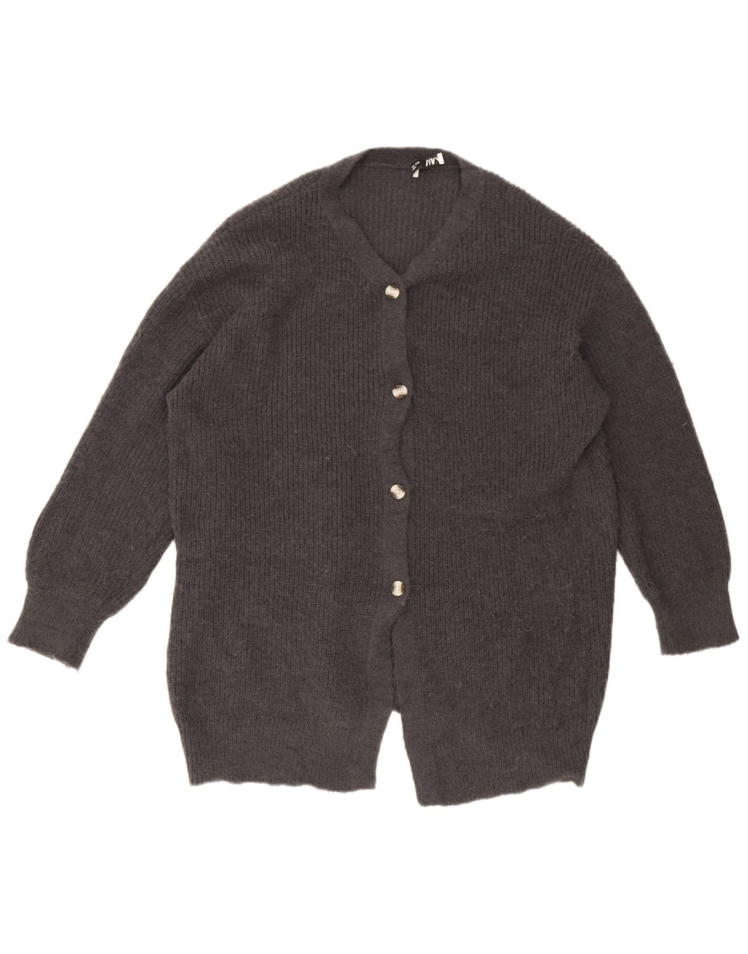 Langer, übergroßer Damen-Cardigan von Zara, Gr. 40, Größe L, Grau, Polyester