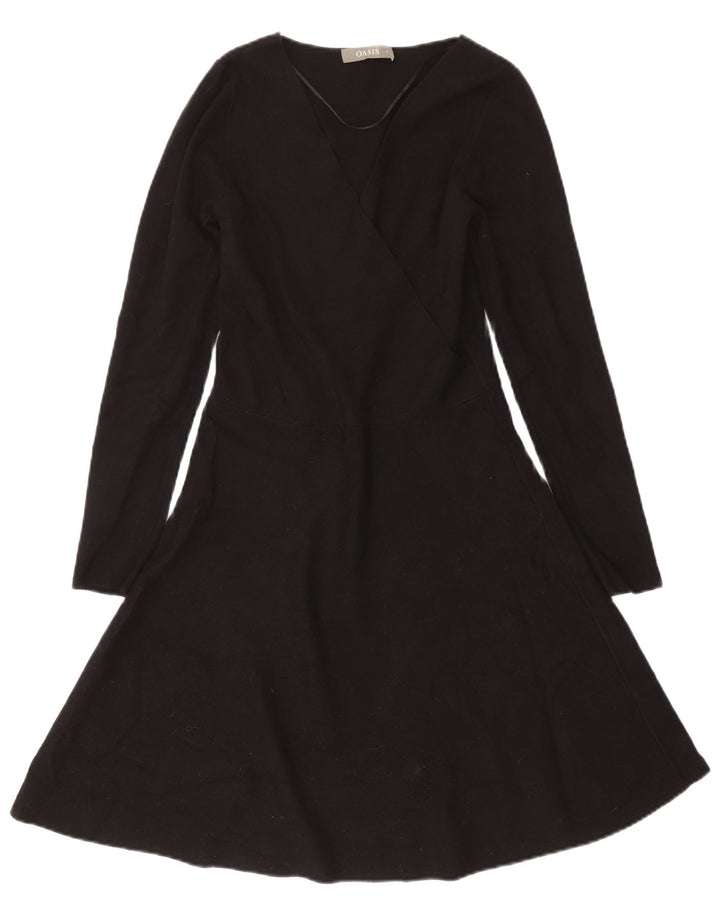 Oasis Damen Pulloverkleid UK 10 Small Schwarz Viskose
