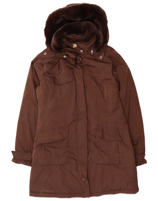 Woolrich Damen-Parkajacke mit Kapuze, UK 14, Mittelbraun, Polyester