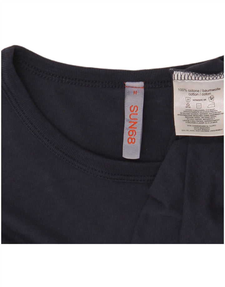 SUN68 Herren-T-Shirt-Oberteil aus Baumwolle in mittlerem Marineblau