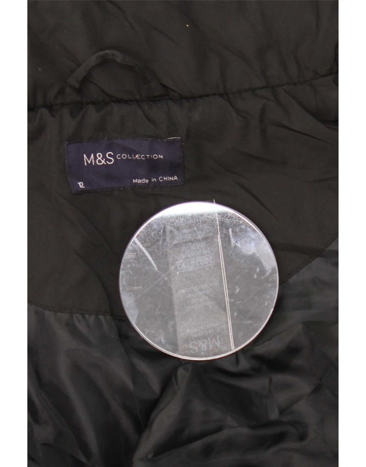 Marks & Spencer Wattierte Damenjacke mit Kapuze, UK 12, Mittelschwarz, Polyester
