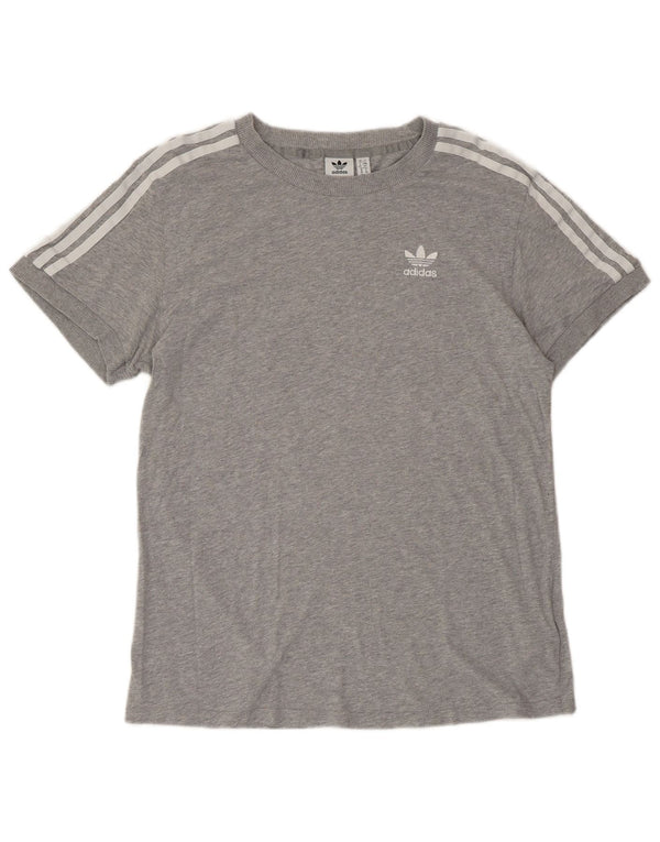 ADIDAS Damen Übergroßes T-Shirt Top UK 10 Small Grau Baumwolle