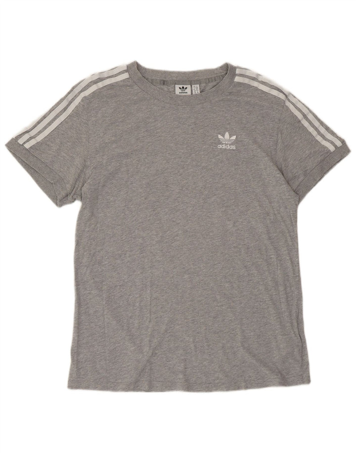 ADIDAS Damen Übergroßes T-Shirt Top UK 10 Small Grau Baumwolle