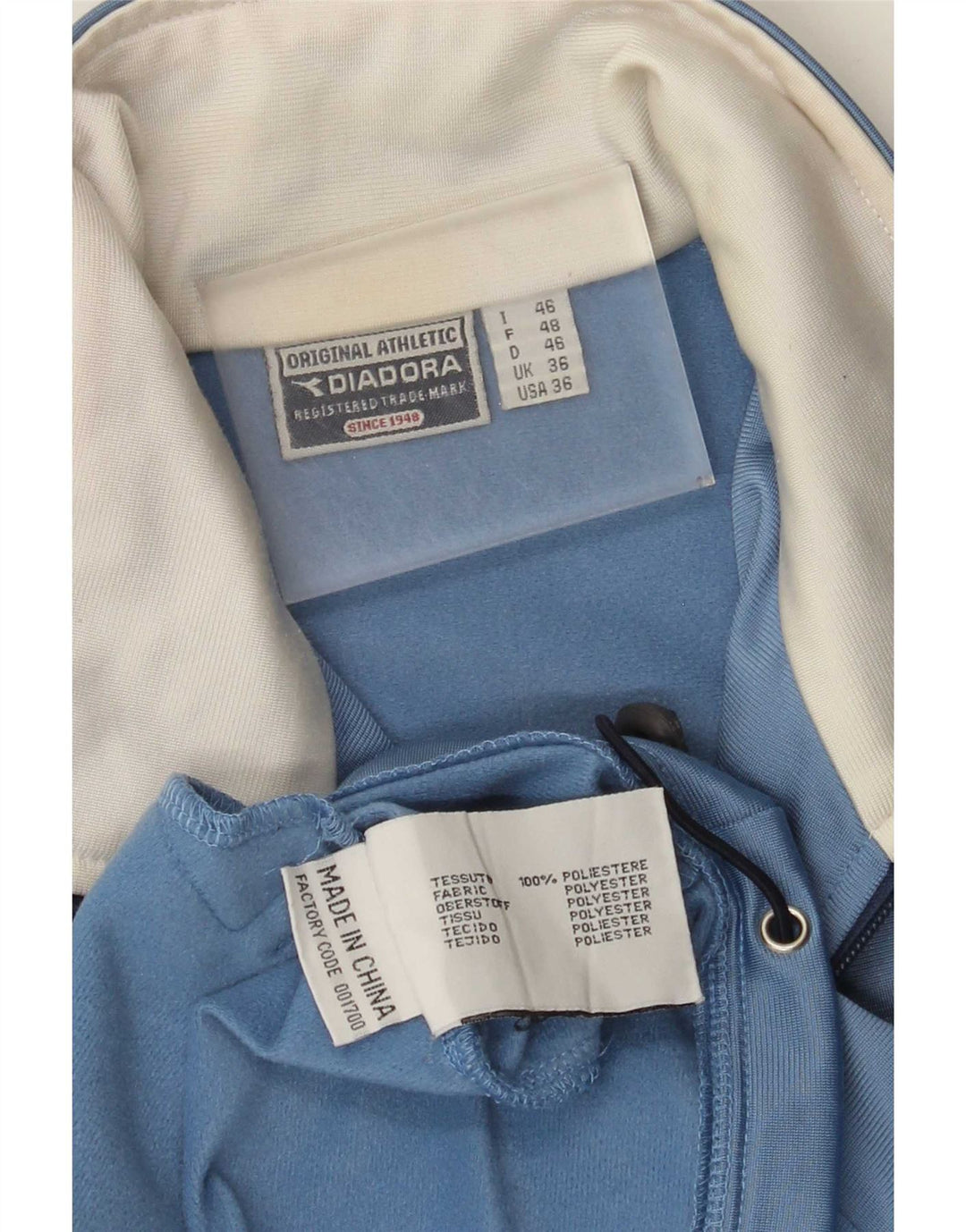 Diadora Herren-Trainingsanzugoberteil, Jacke, Größe S, UK 36, blau, Colourblock-Polyester