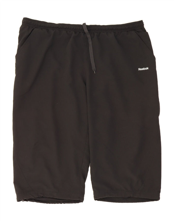 REEBOK Mens Bermuda Sport Shorts 2XL Black Polyester Vintage Reebok and Second-Hand Reebok from Messina Hembry 