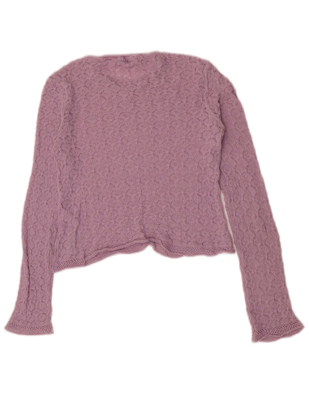 Zara Damen Crop Top Langarm UK 10 Small Lila Polyamid
