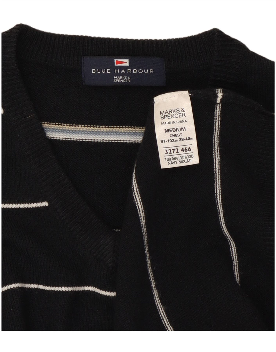 Marks & Spencer Herren Blue Harbour Pullover mit V-Ausschnitt Mittelblau