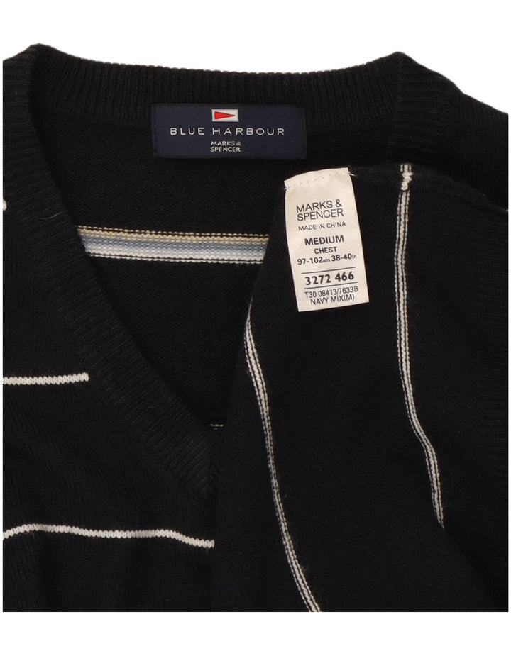 Marks & Spencer Herren Blue Harbour Pullover mit V-Ausschnitt Mittelblau
