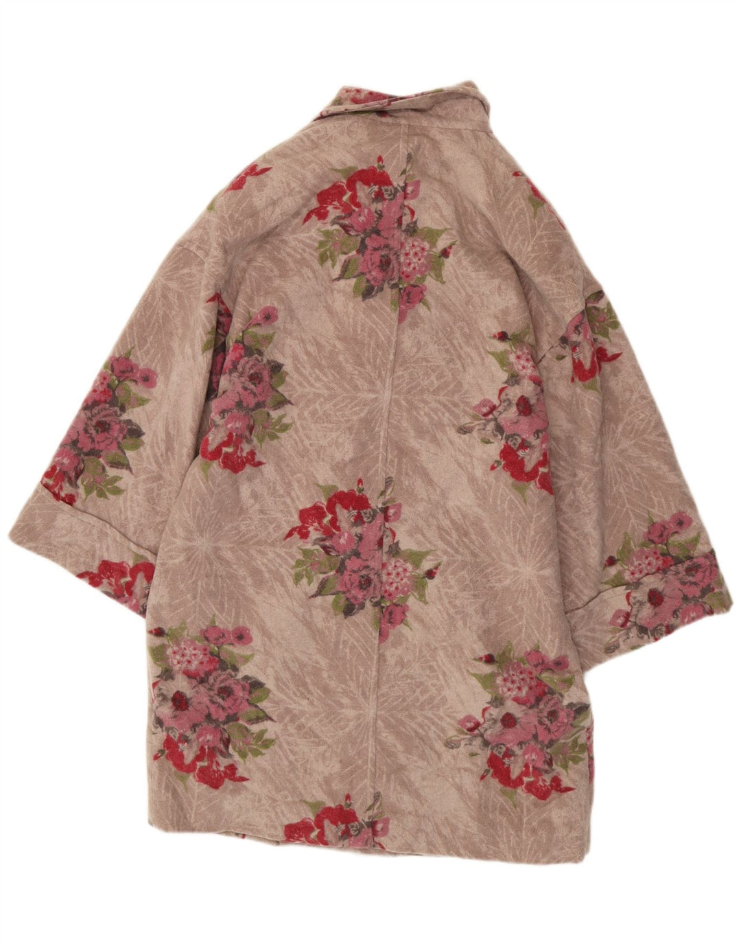 Stefanel Damen Übergroßer Dufflecoat UK 10 Small Pink Floral Rayon