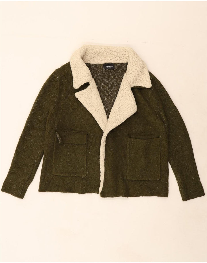 ZARA Womens Oversized Cardigan Sweater UK 14 Medium Green Flecked Acrylic Vintage Zara and Second-Hand Zara from Messina Hembry 