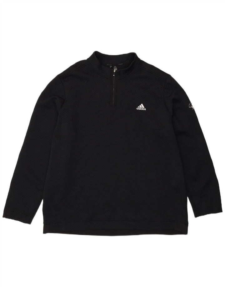 Adidas Herren-Sweatshirt mit Reißverschluss, 2XL, schwarzes Polyester