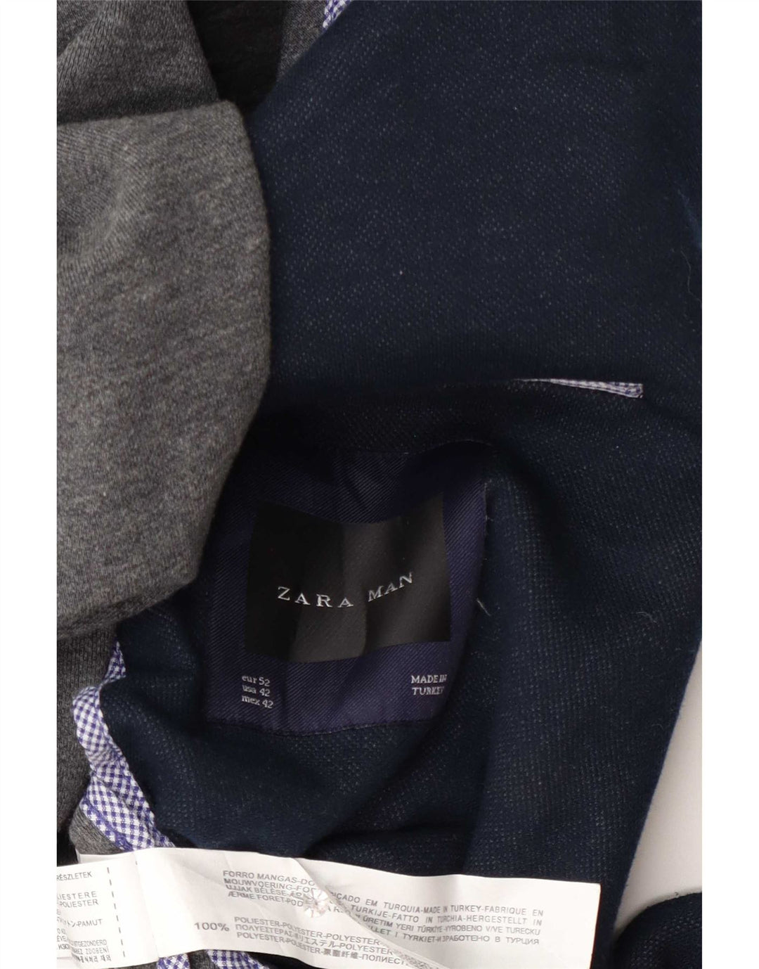 Zara Herren-Blazer mit 2 Knöpfen, EU 52, groß, marineblau, Polyester