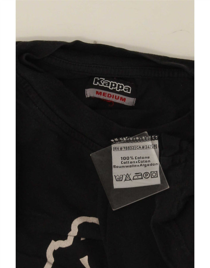 Kappa Herren Grafik-T-Shirt-Oberteil aus mittelschwarzer Baumwolle