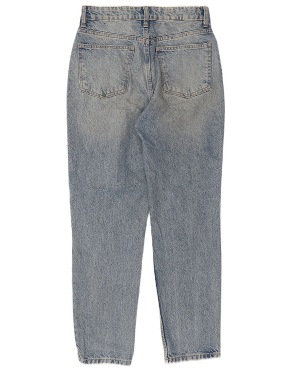 Zara Damen High Waist Distressed Tapered Jeans EU 36 XS W26 L27 Blau