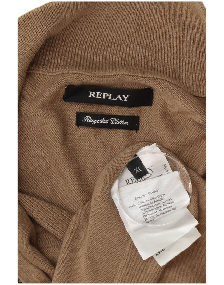 REPLAY Herren-Strickjacke XL Beige Baumwolle
