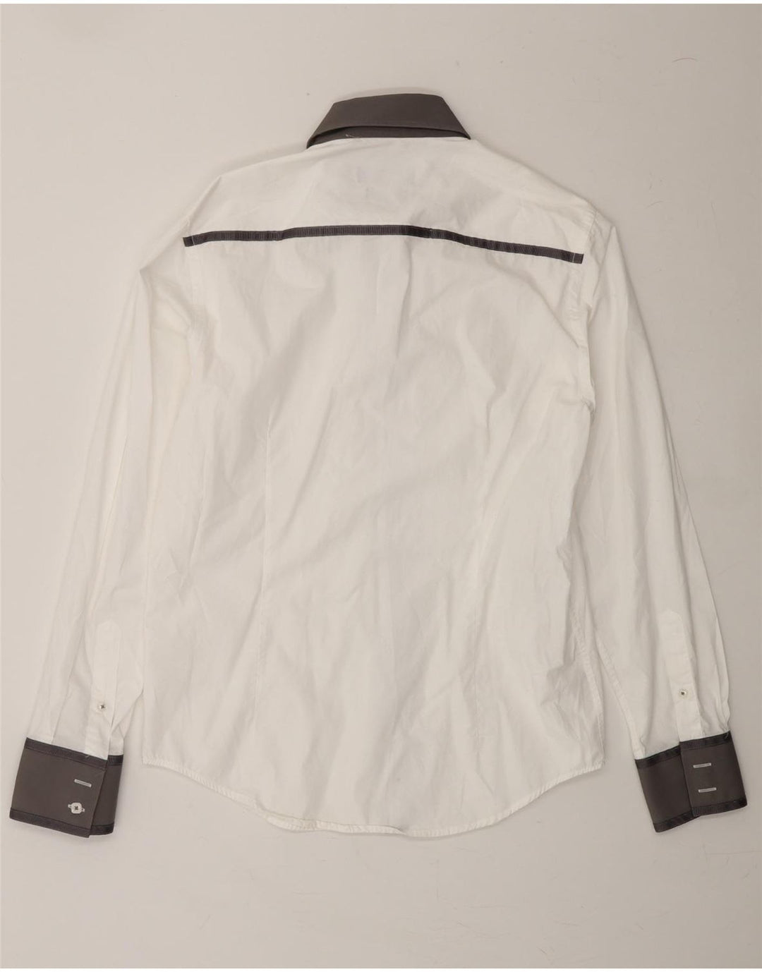 VINTAGE Mens Slim Fit Shirt Large White Colourblock Cotton Vintage Vintage and Second-Hand Vintage from Messina Hembry 