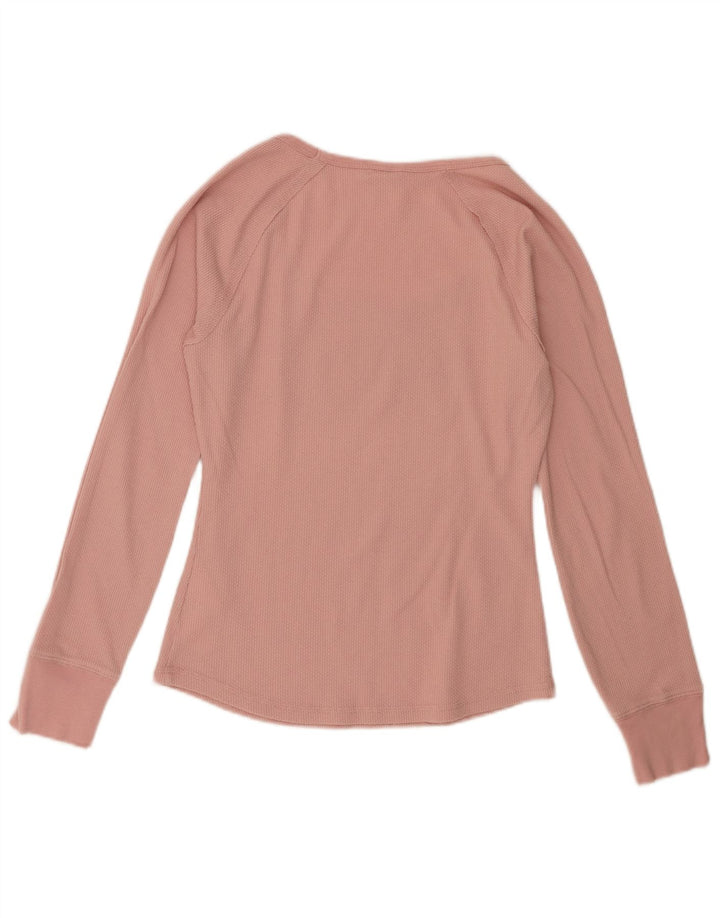 Guess Damen-Top mit Grafik, langärmlig, UK-Größe 44, Größe L, Rosa, Polyester