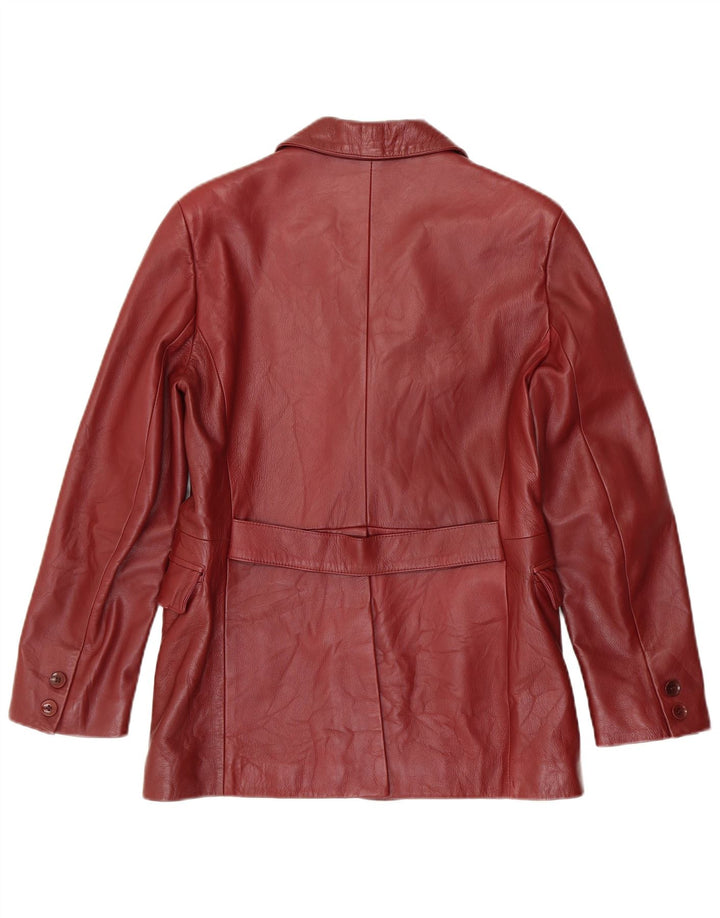 Forester Damen-Blazerjacke aus Leder mit 3 Knöpfen, IT 46, großes burgunderrotes Leder