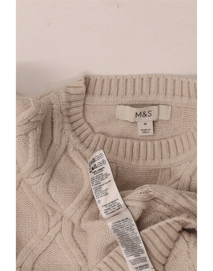 Marks & Spencer Damen Crop Pullover mit Rundhalsausschnitt, UK 14, Mittelbeige