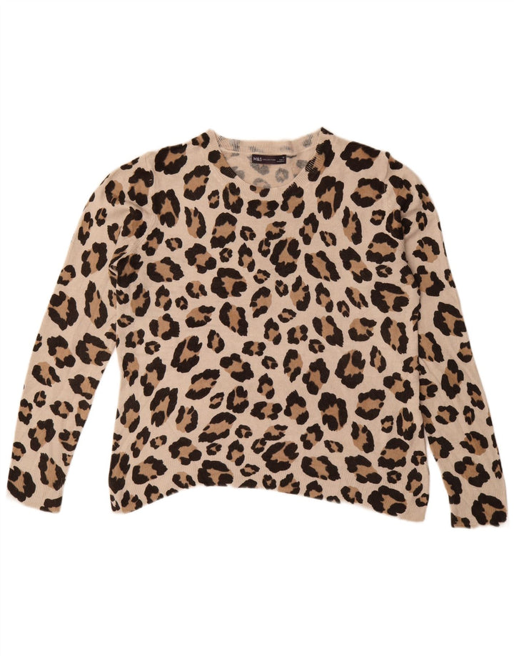 Marks & Spencer Damen-Pullover mit Rundhalsausschnitt, Gr. 40, Größe L, Beige