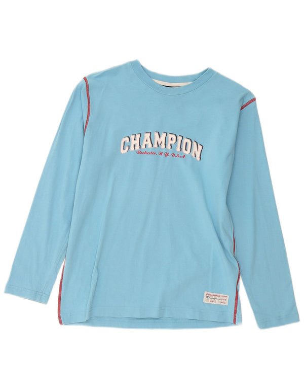 Champion Langarmshirt mit Grafik für Jungen, 11–12 Jahre, Größe L, Blau, Baumwolle