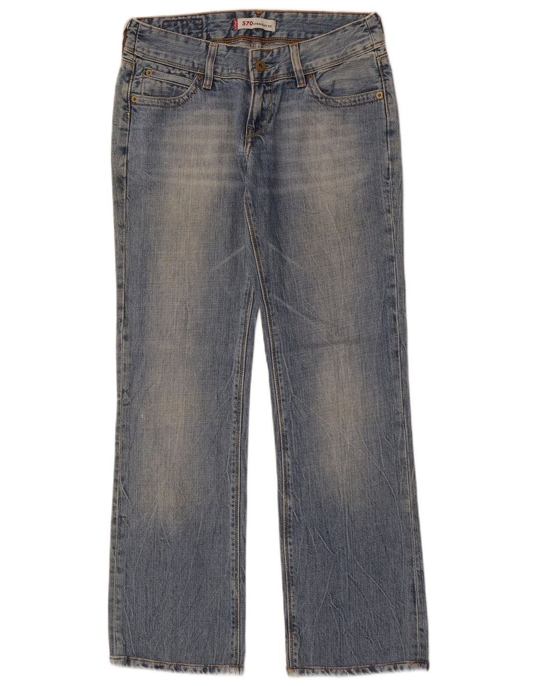 Levi's Damen 570 Straight Jeans W28 L30 Blaue Baumwolle