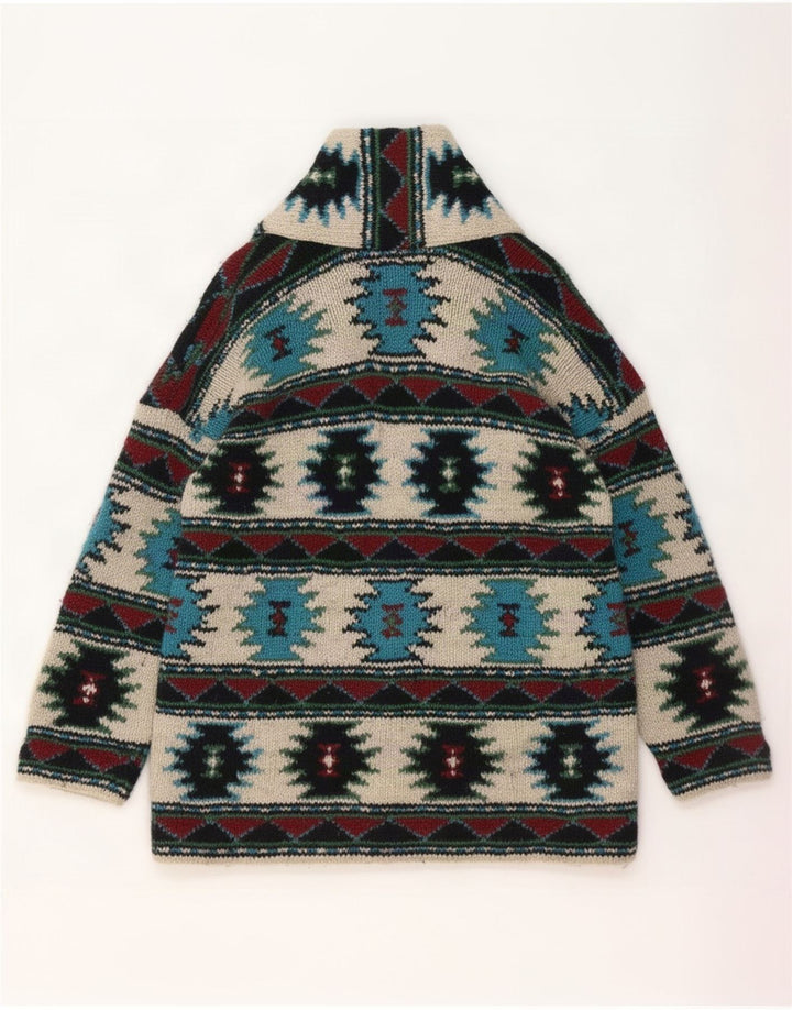 Vintage Herren Cardigan Pullover Medium Mehrfarbig Geometrisch Aztekisch