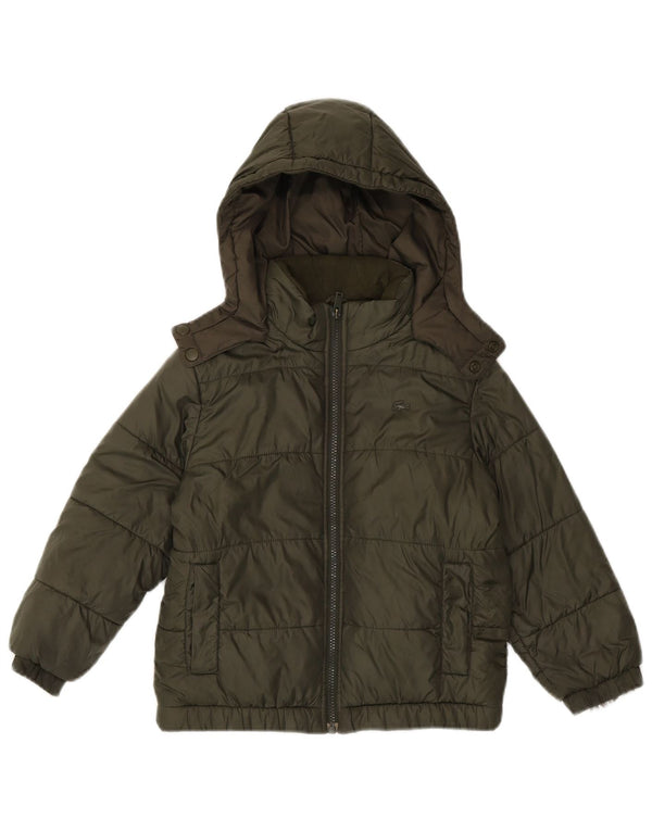 LACOSTE Girls Hooded Padded Jacket 5-6 Years Khaki