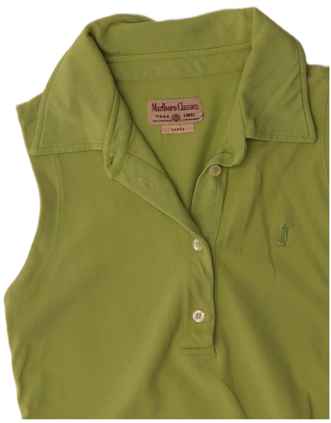 MARLBORO CLASSICS Damen Ärmelloses Poloshirt UK 14 Große grüne Baumwolle