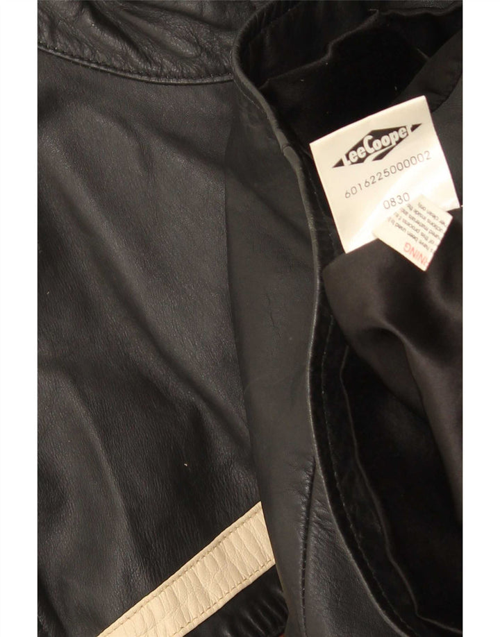 Lee Cooper Herren Lederjacke UK 38 Medium Schwarz gestreift