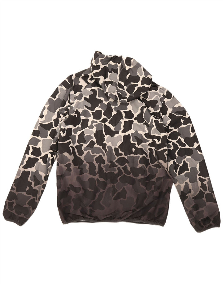 Adidas Herren-Regenjacke mit Kapuze, UK 38, mittelgraues Camouflage-Polyester