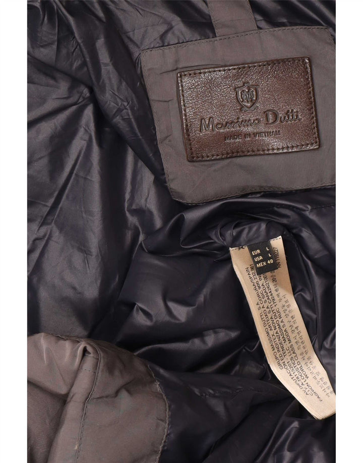 Massimo Dutti Wattierter Damenmantel mit Kapuze, UK 40, Größe L, grau, Polyester