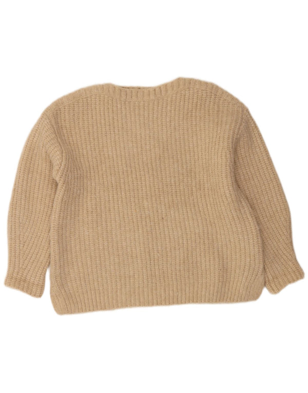 Zara Damen-Pullover, übergroß, U-Boot-Ausschnitt, Gr. 6, XS, Beige, Polyester