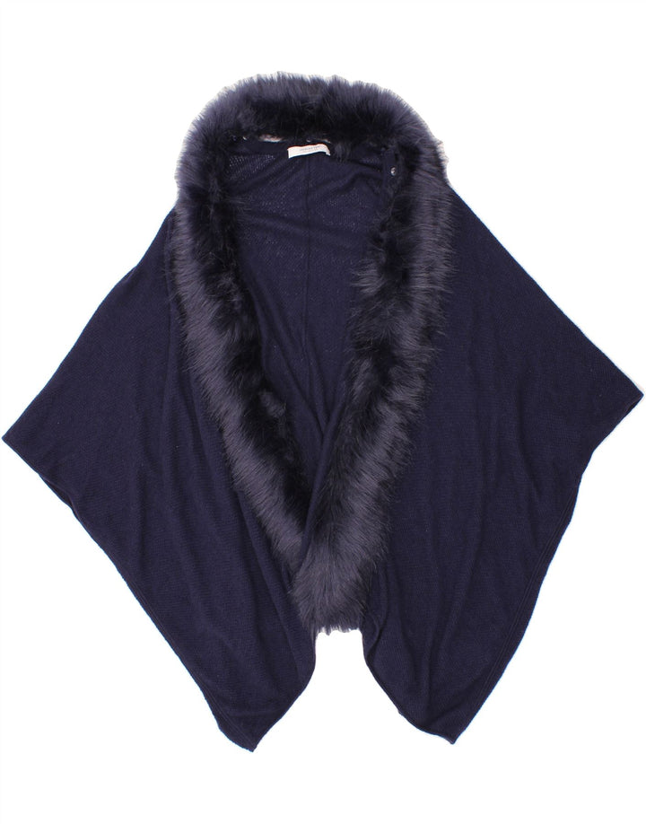 JACQUES VERT Womens Poncho Cardigan Sweater UK 10 Small Navy Blue Viscose Vintage Jacques Vert and Second-Hand Jacques Vert from Messina Hembry 