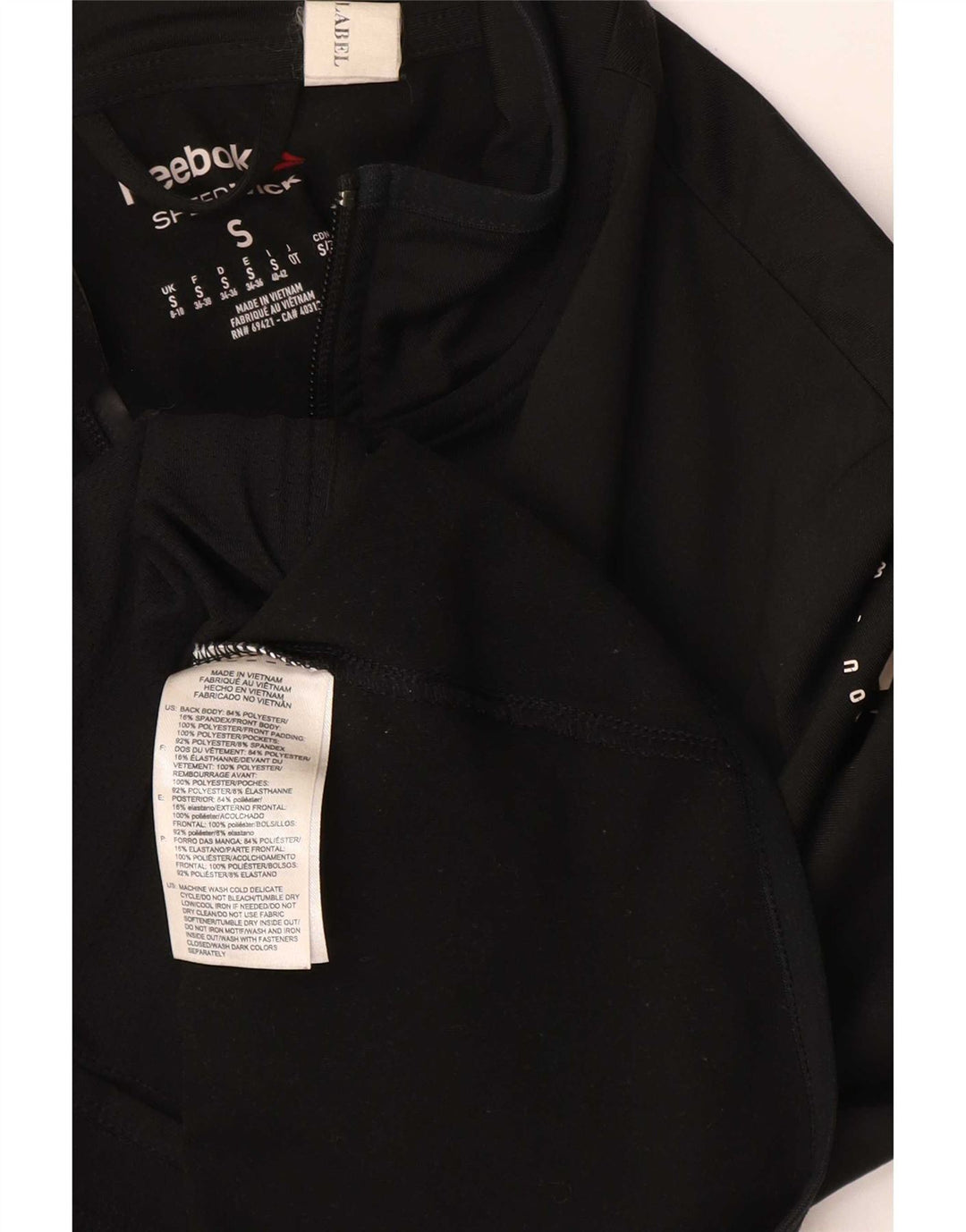 Reebok Womens Graphic Trainingsanzug Top Jacke UK 8/10 Small Schwarz Polyester