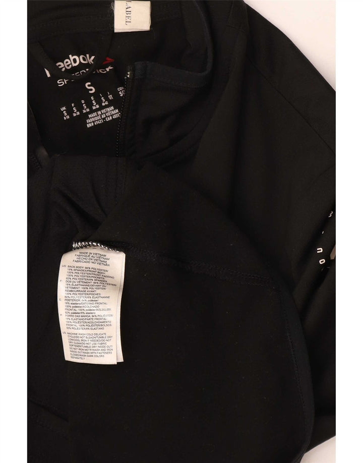 Reebok Womens Graphic Trainingsanzug Top Jacke UK 8/10 Small Schwarz Polyester
