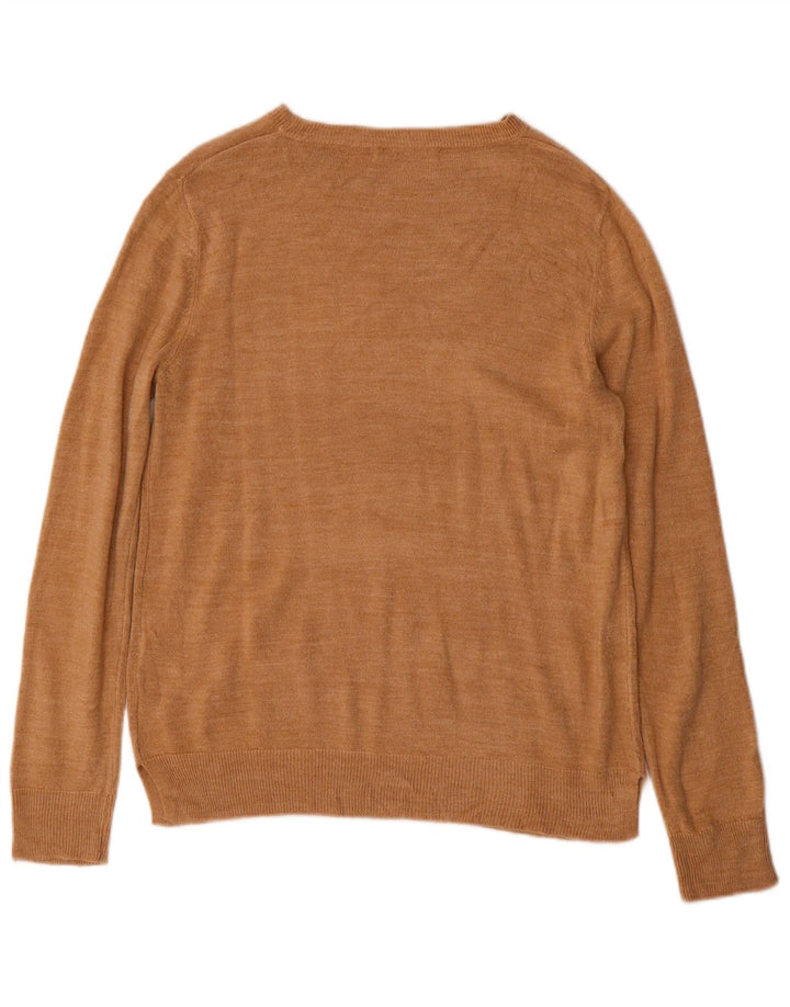 MARKS & SPENCER Damen-Pullover mit U-Boot-Ausschnitt, UK 12, Mittelbraun, Acryl