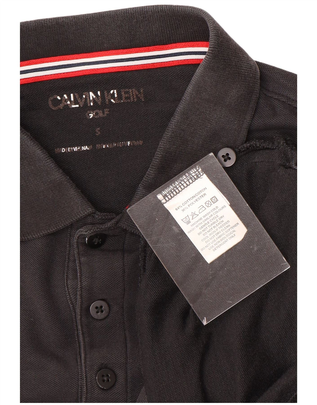 CALVIN KLEIN Herren Langarm-Poloshirt, kleine schwarze Baumwolle