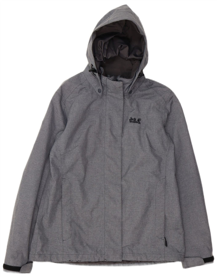 JACK WOLFSKIN Wasserdichte Damenjacke mit Kapuze, UK 12, Mittelgrau, Polyester