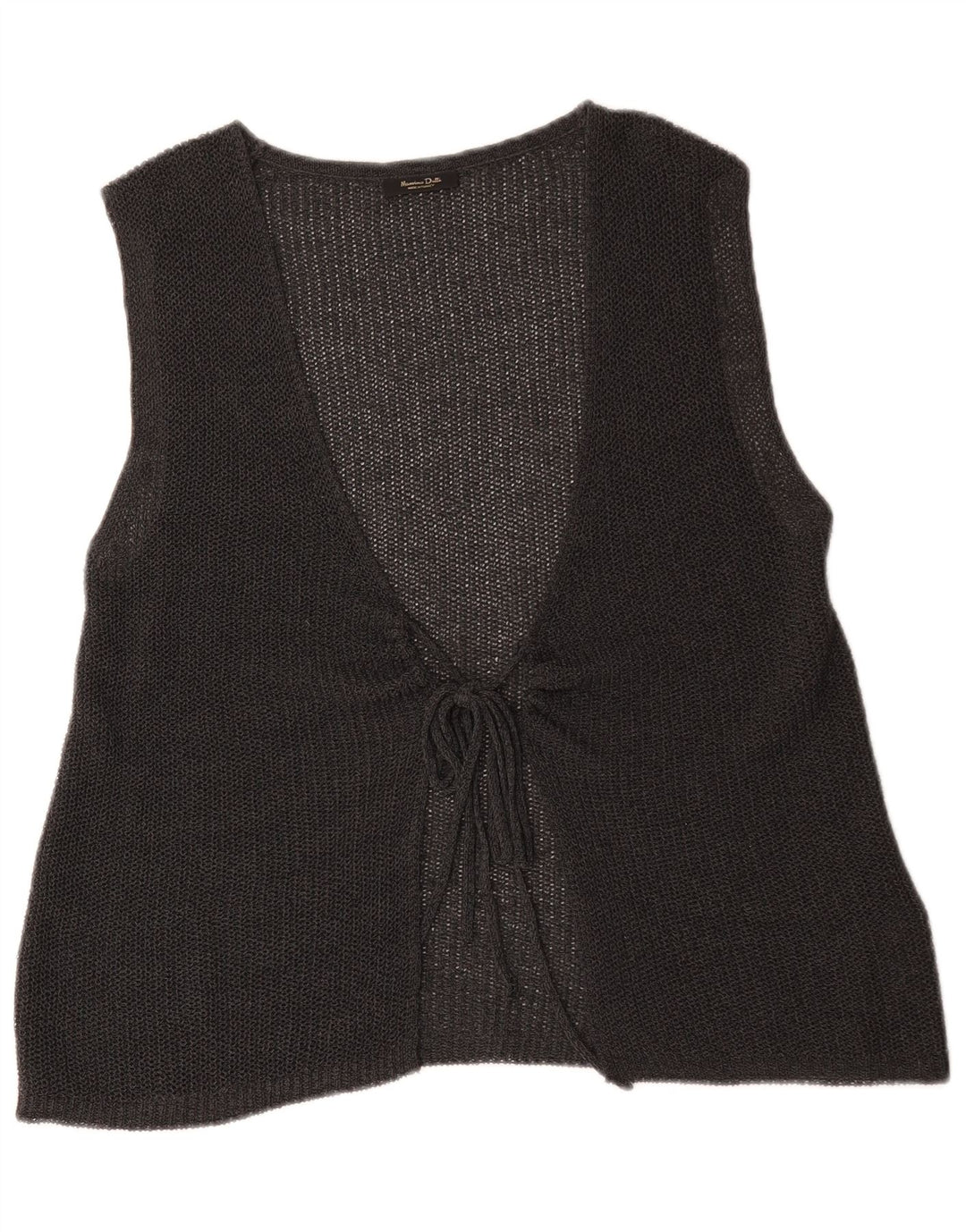 Massimo Dutti Damen Ärmelloser Cardigan-Pullover UK 14 Mittelgrau
