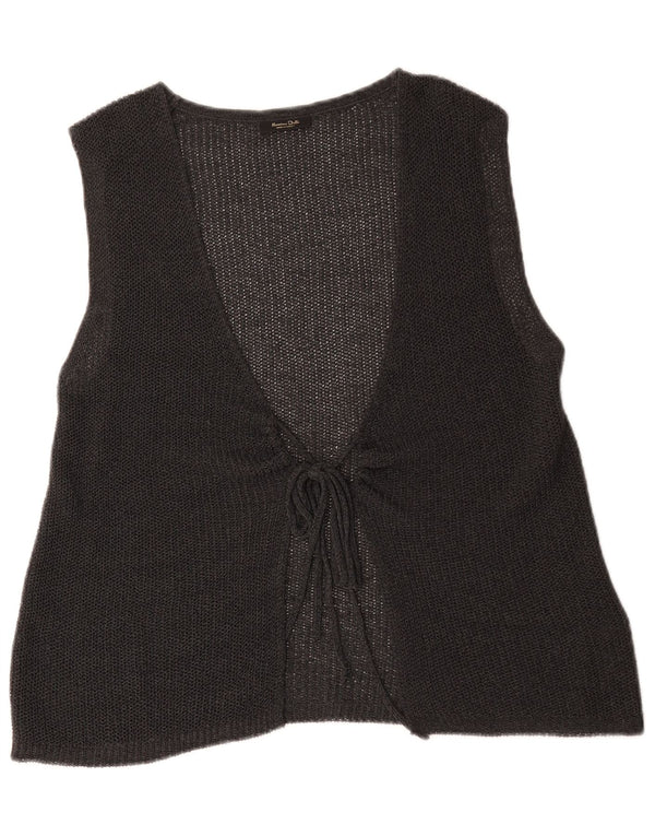 Massimo Dutti Damen Ärmelloser Cardigan-Pullover UK 14 Mittelgrau